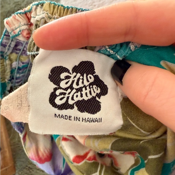 Vintage Hilo Hattie Hawaiian Print Halter Dress Green Tropical Print XS / 2 - Picture 5 of 6